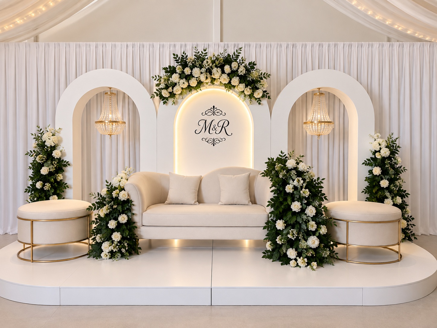 Elegant Wedding Stage decor by Luxury Lane