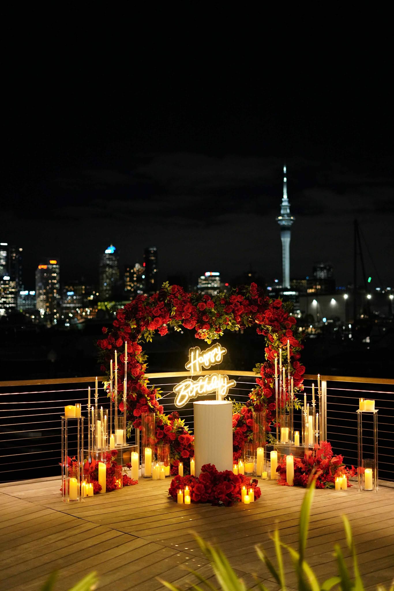 Happy Birthday heart arch backdrop Auckland decor
