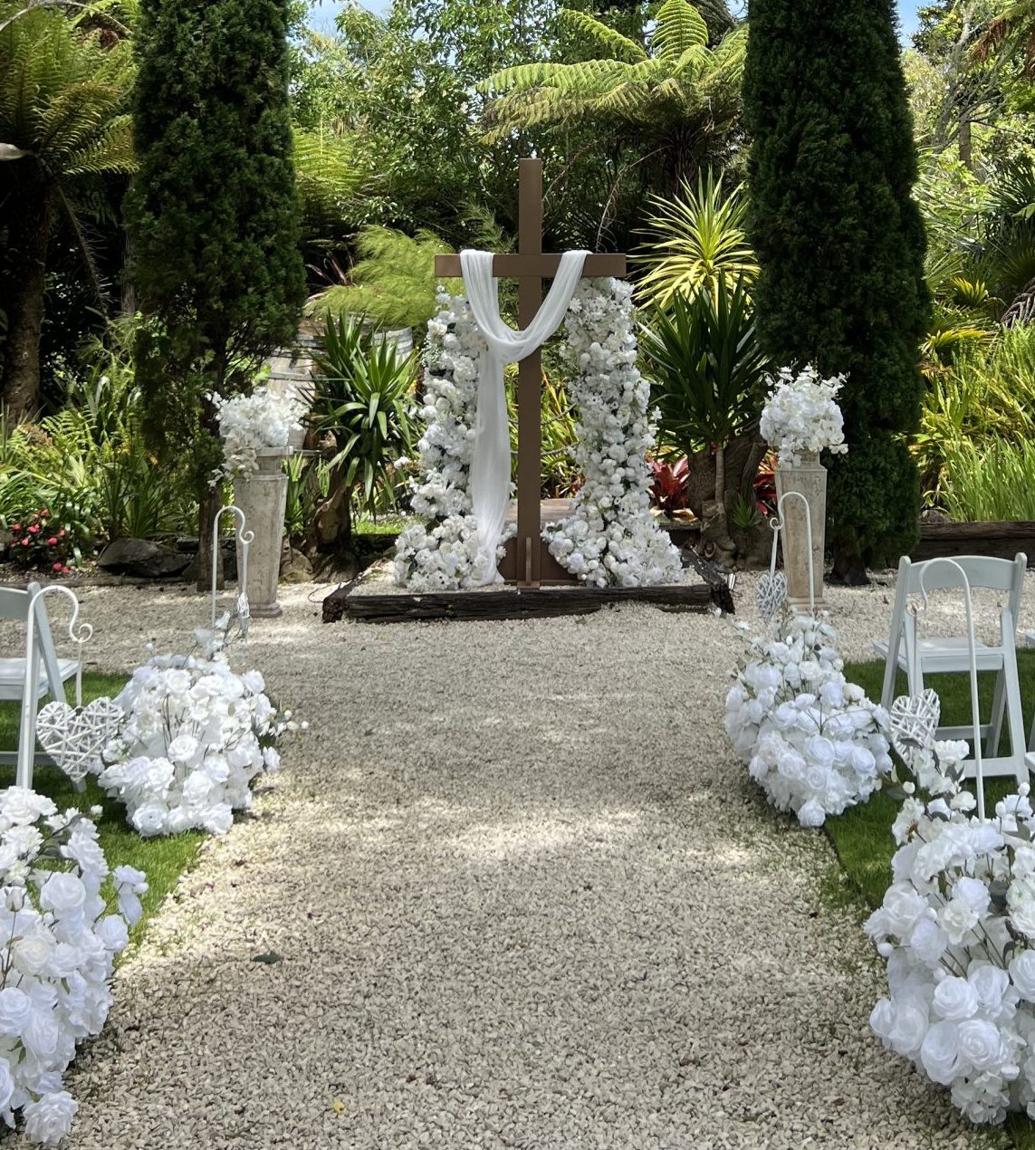 Elegant Cross Wedding Decor - Church wedding Auckland