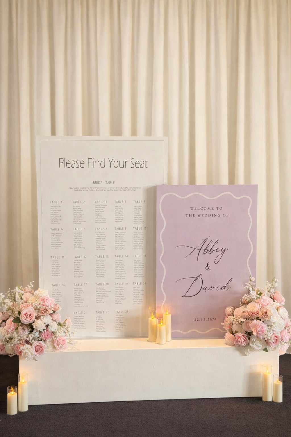 Signature Welcome & Seating Chart Display