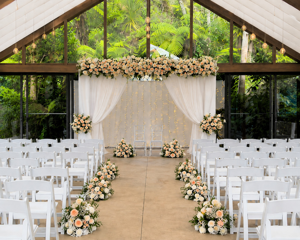 Peach and White Mandap Style