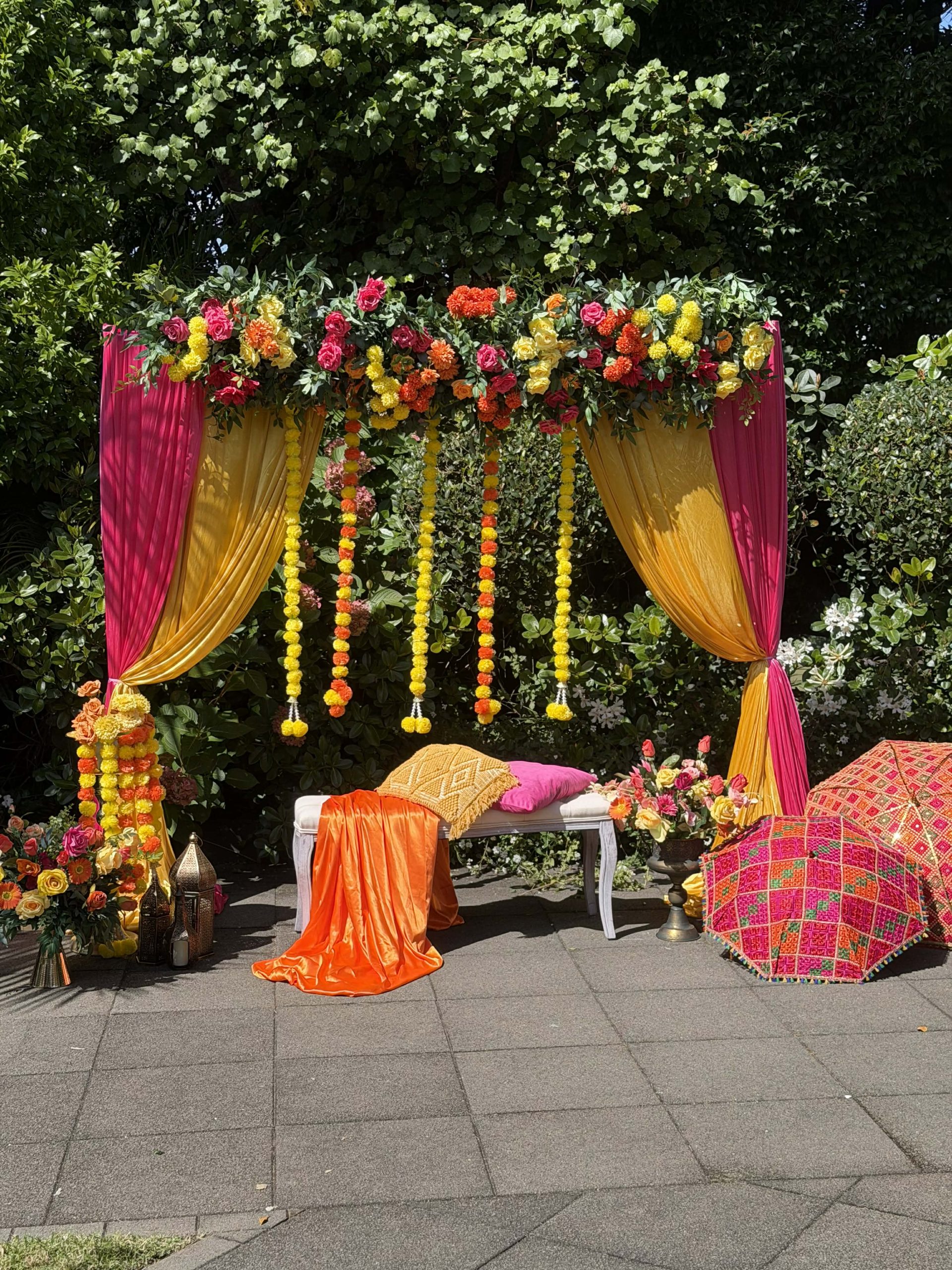 Sangeet backdrop Auckland Indian Wedding by Luxury Lane