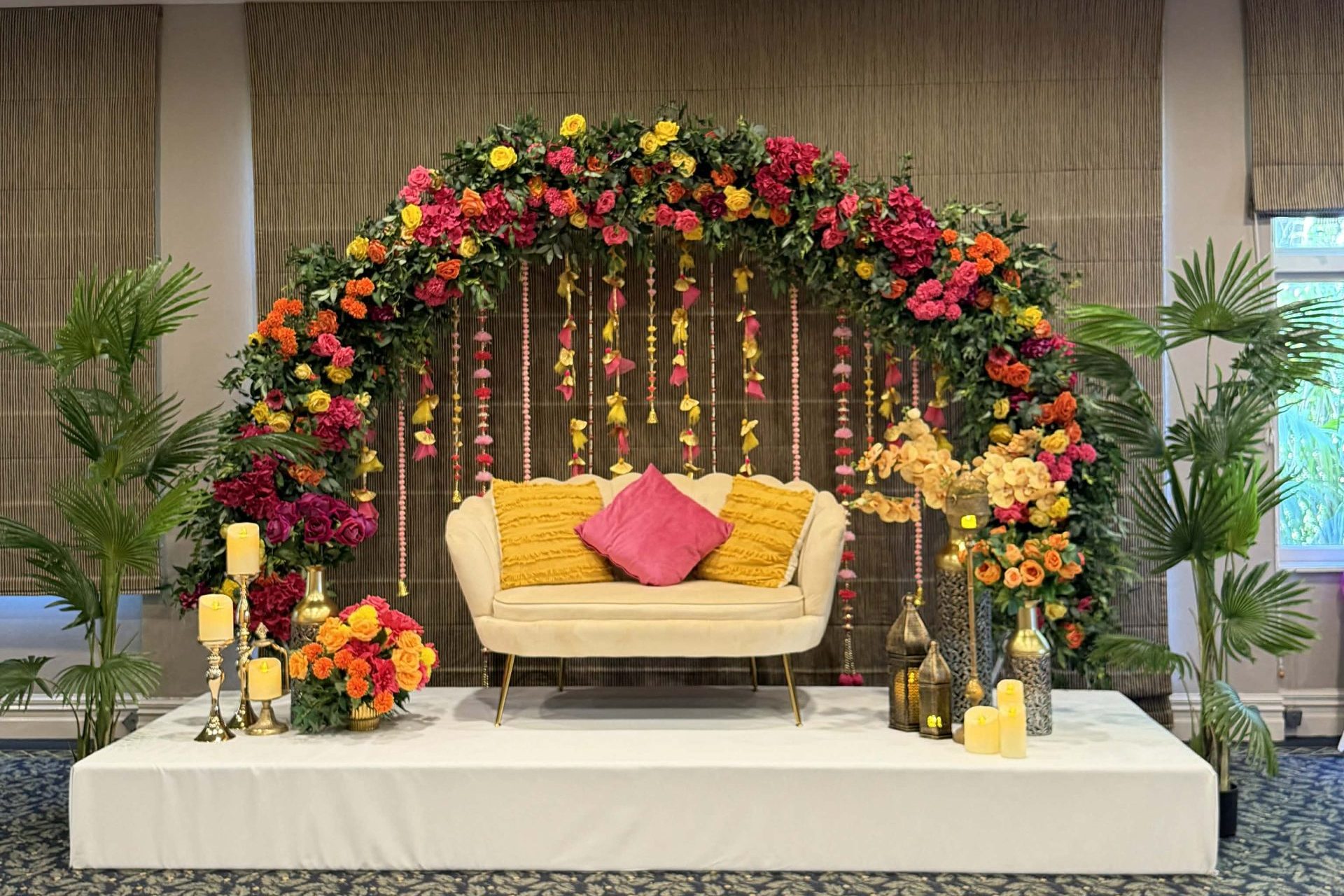 Sangeet backdrop Auckland Indian Wedding by Luxury Lane
