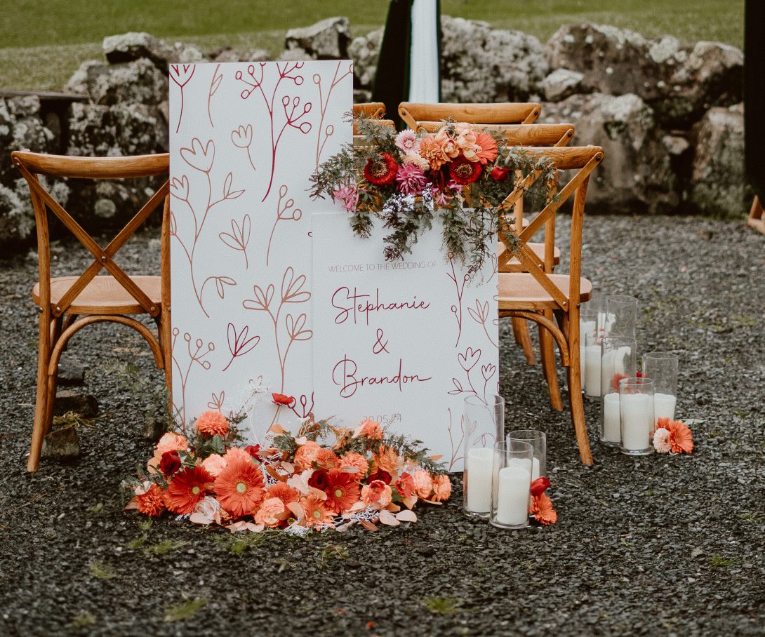 Double Floral Funky Welcome sign