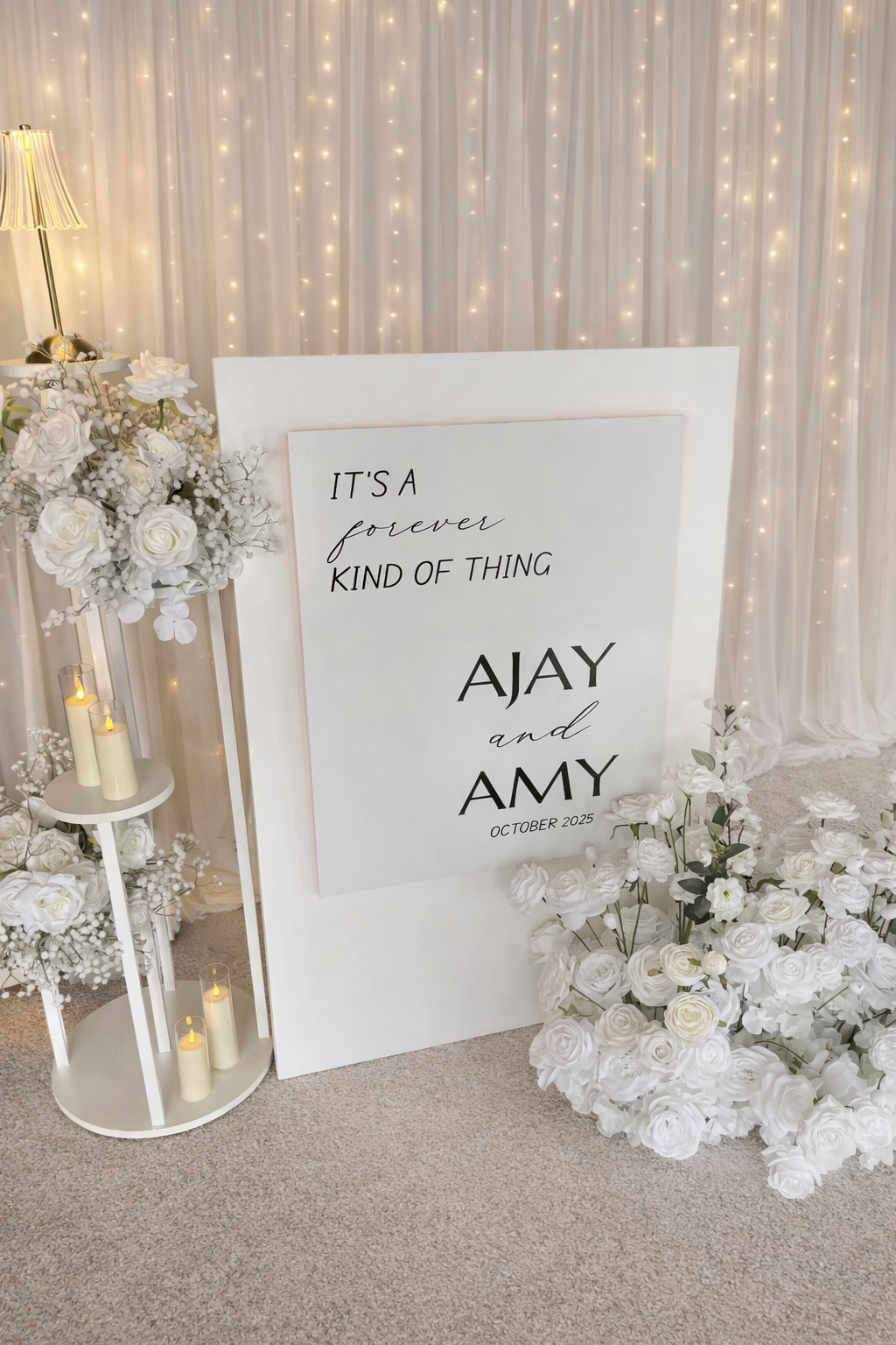 White Floor 3D Double Welcome Sign