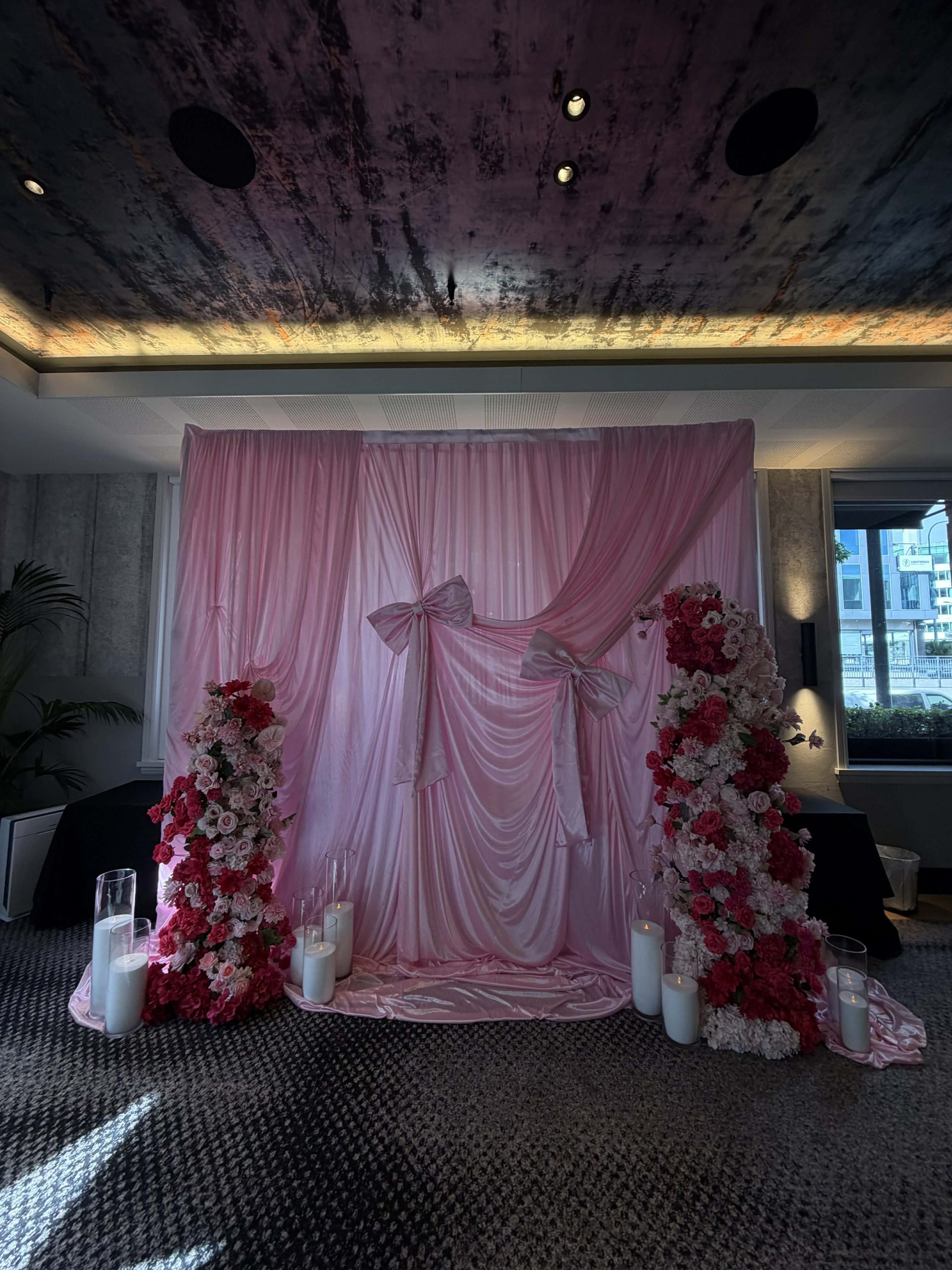 Pink Drape Backdrop by Luxury Lane