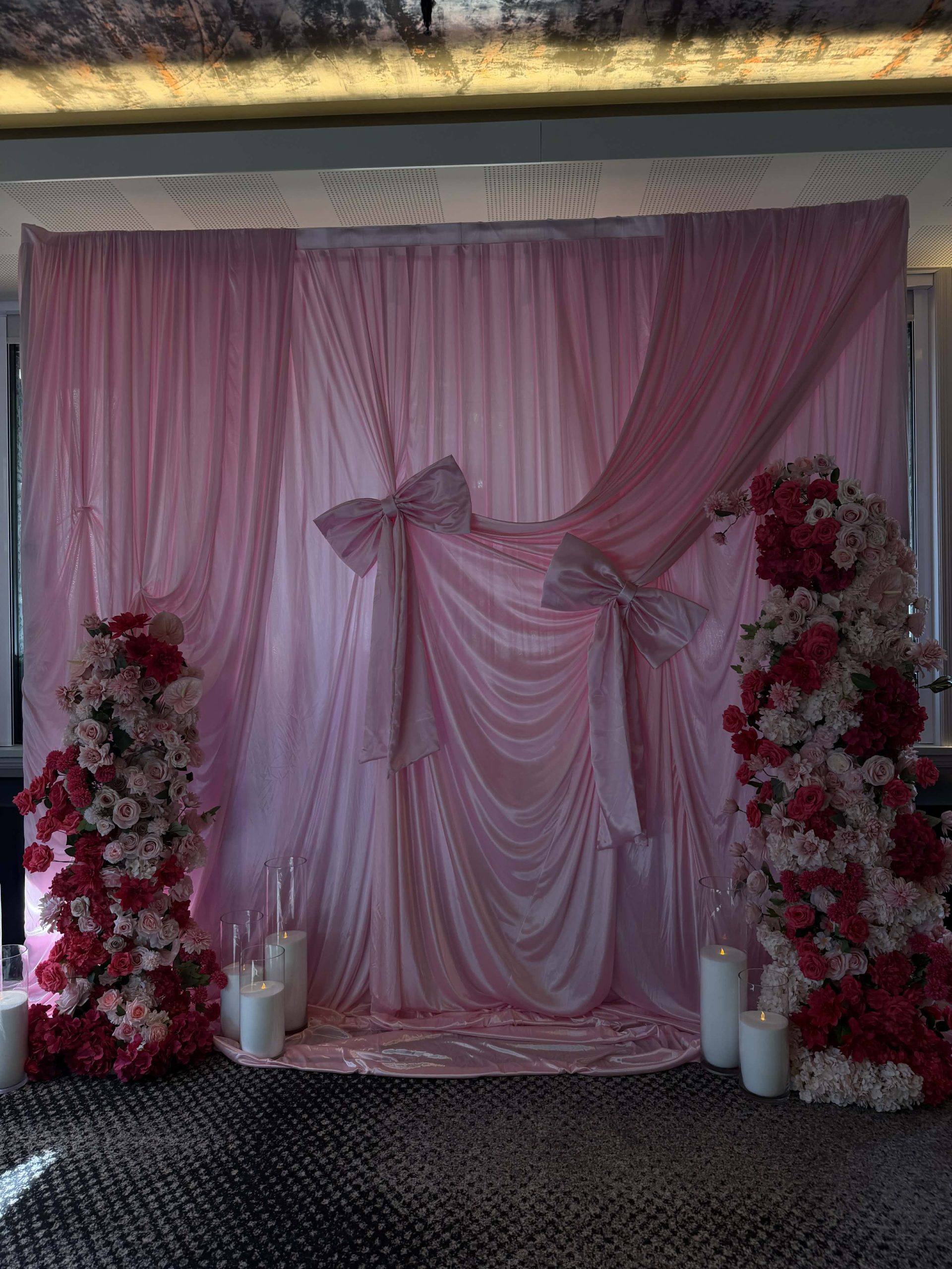 Pink Drape Backdrop by Luxury Lane