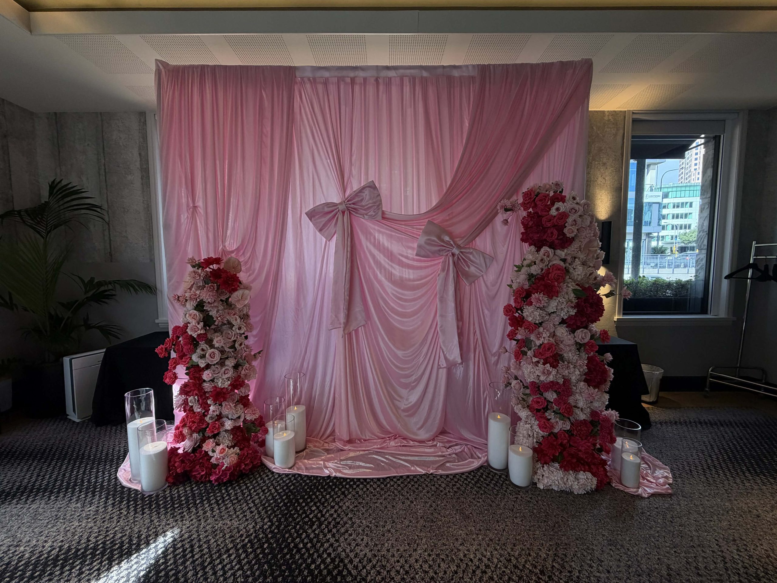 Pink Drape Backdrop by Luxury Lane