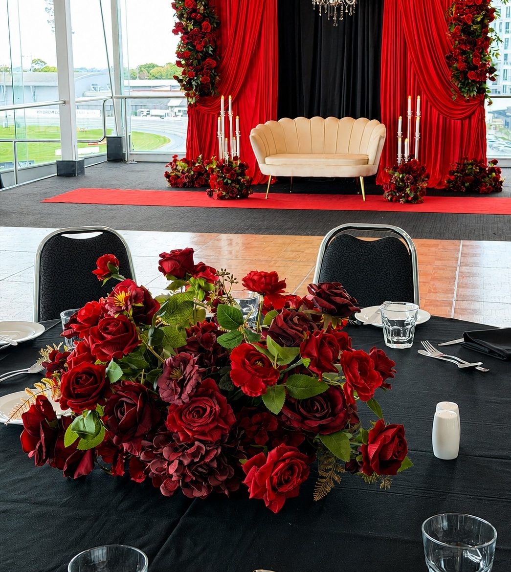 Red and Black Mehendi Table Centrepiece by Luxury Lane