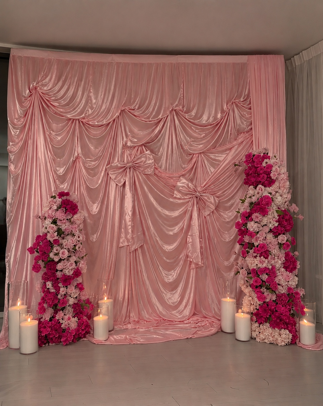 Pink Drape Backdrop by Luxury Lane