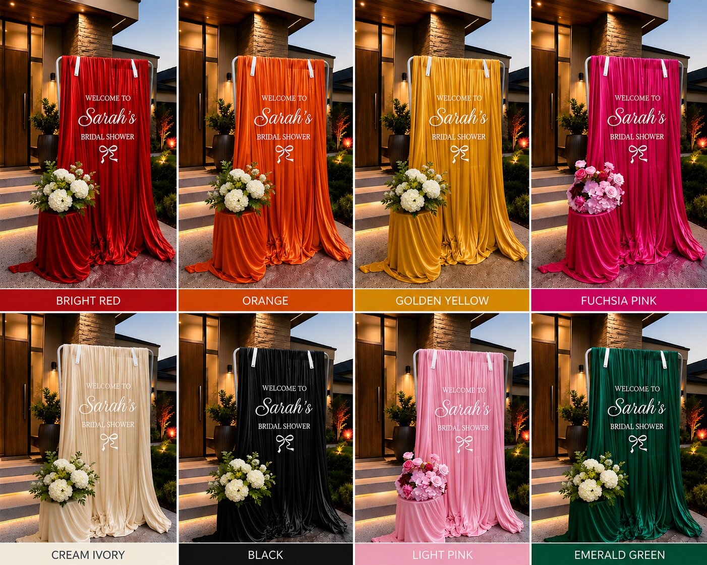 Draped Colourful Welcome sign