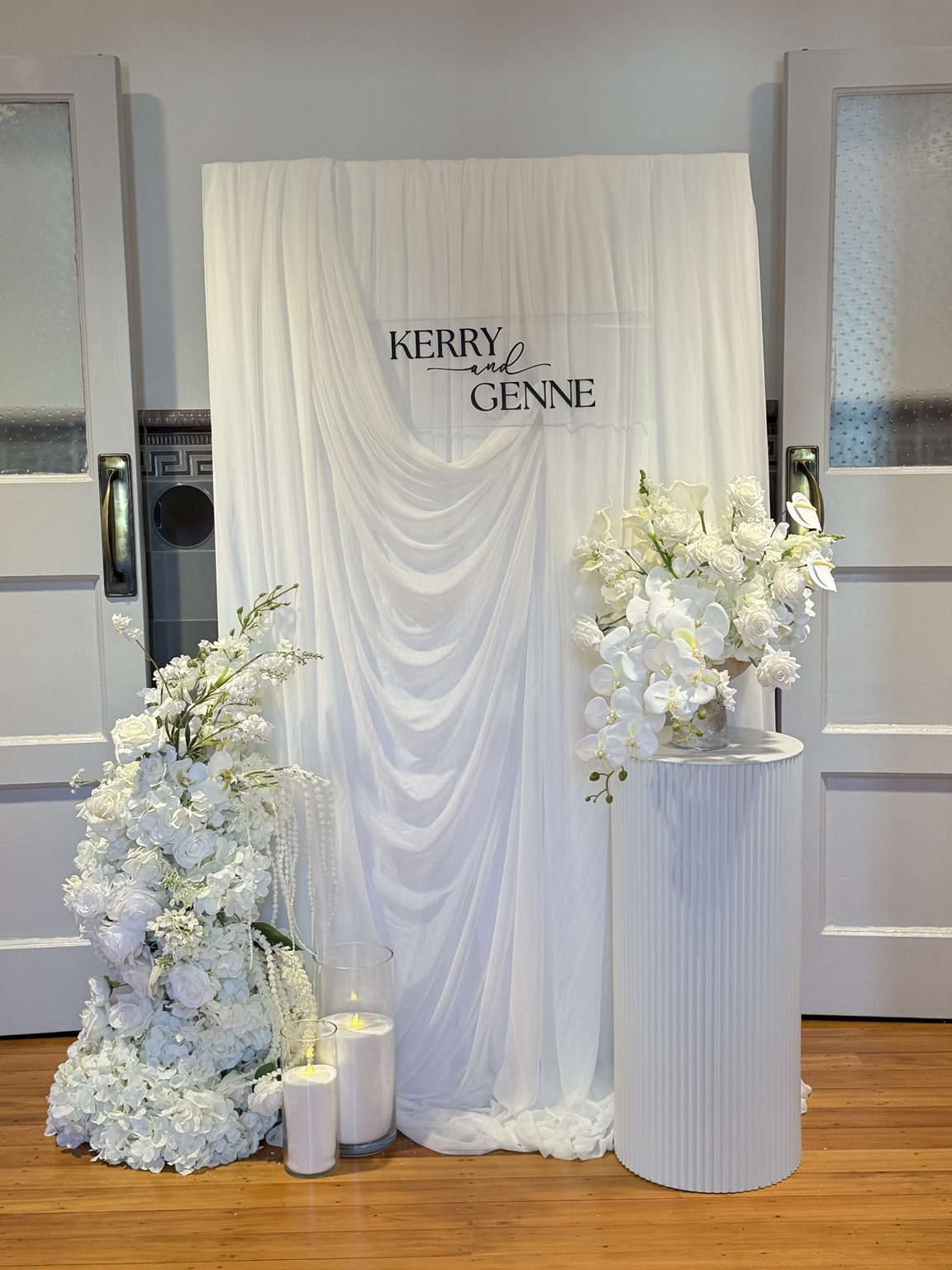 The Draped Romance Welcome Sign